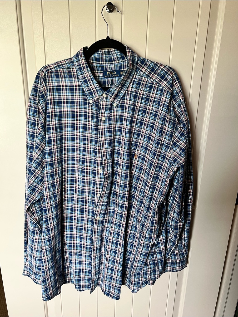 Ralph Lauren Blue and White Plaid Button-Down Shirt